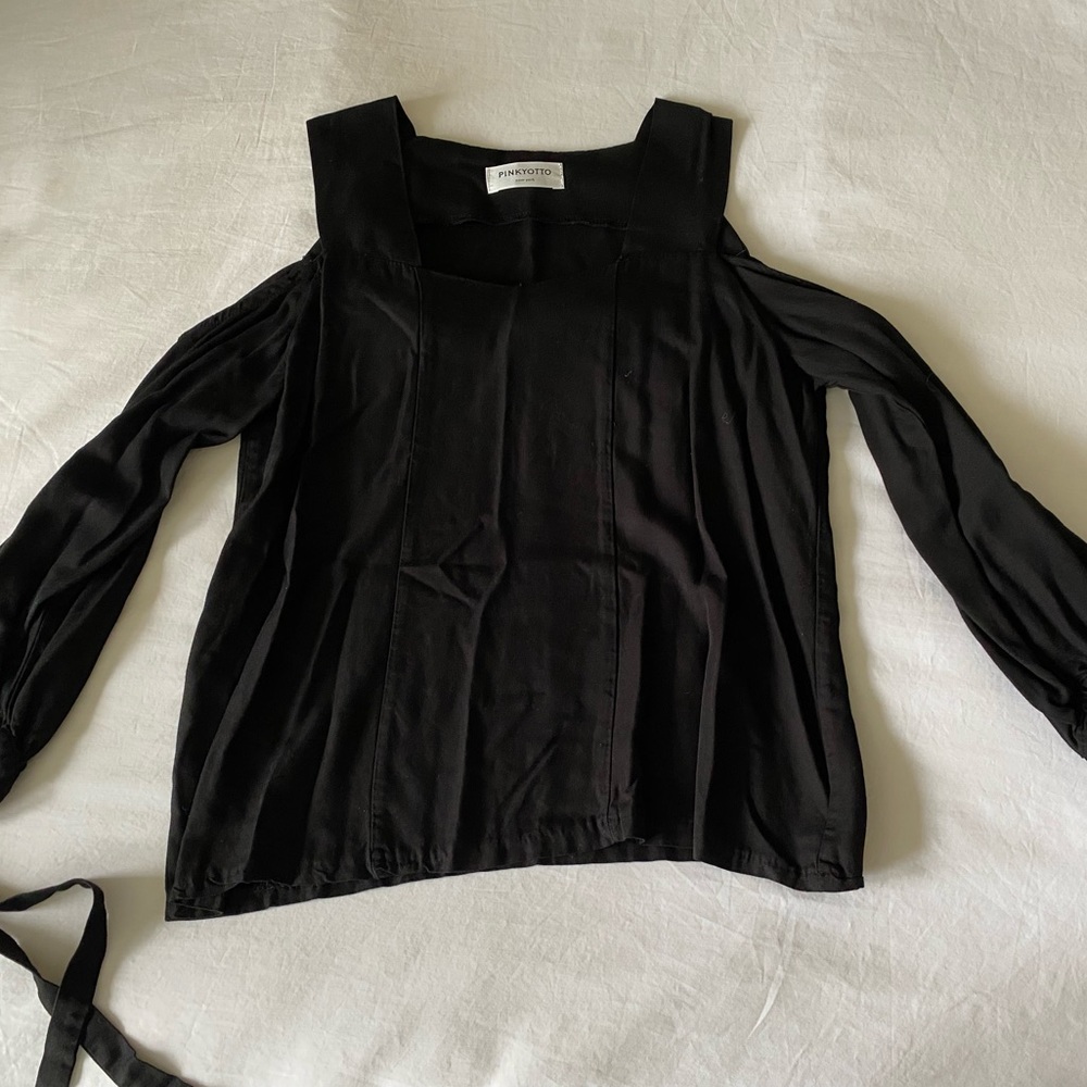 Designer black blouse, boho evening wear
